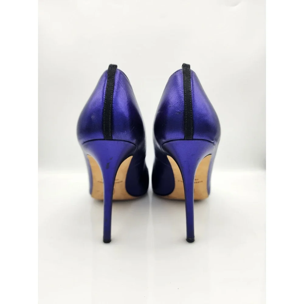 SJP Sarah Jessica Parker Fawn Metallic Purple Leather Pointed Toe Pumps 39.5
